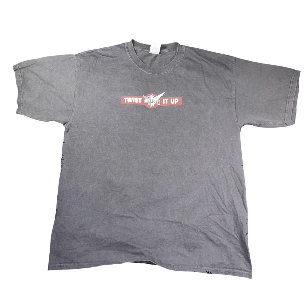 Smirnoff Shirt Mens XL Black Twist It Up Cranberry Sizzle Twist Promo Tee Cotton